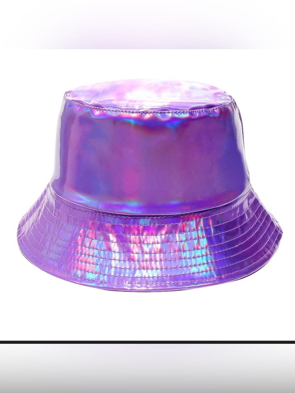 Holographic Purple Pink  Iridescent Bucket Hat Y2K Rave Party Festival